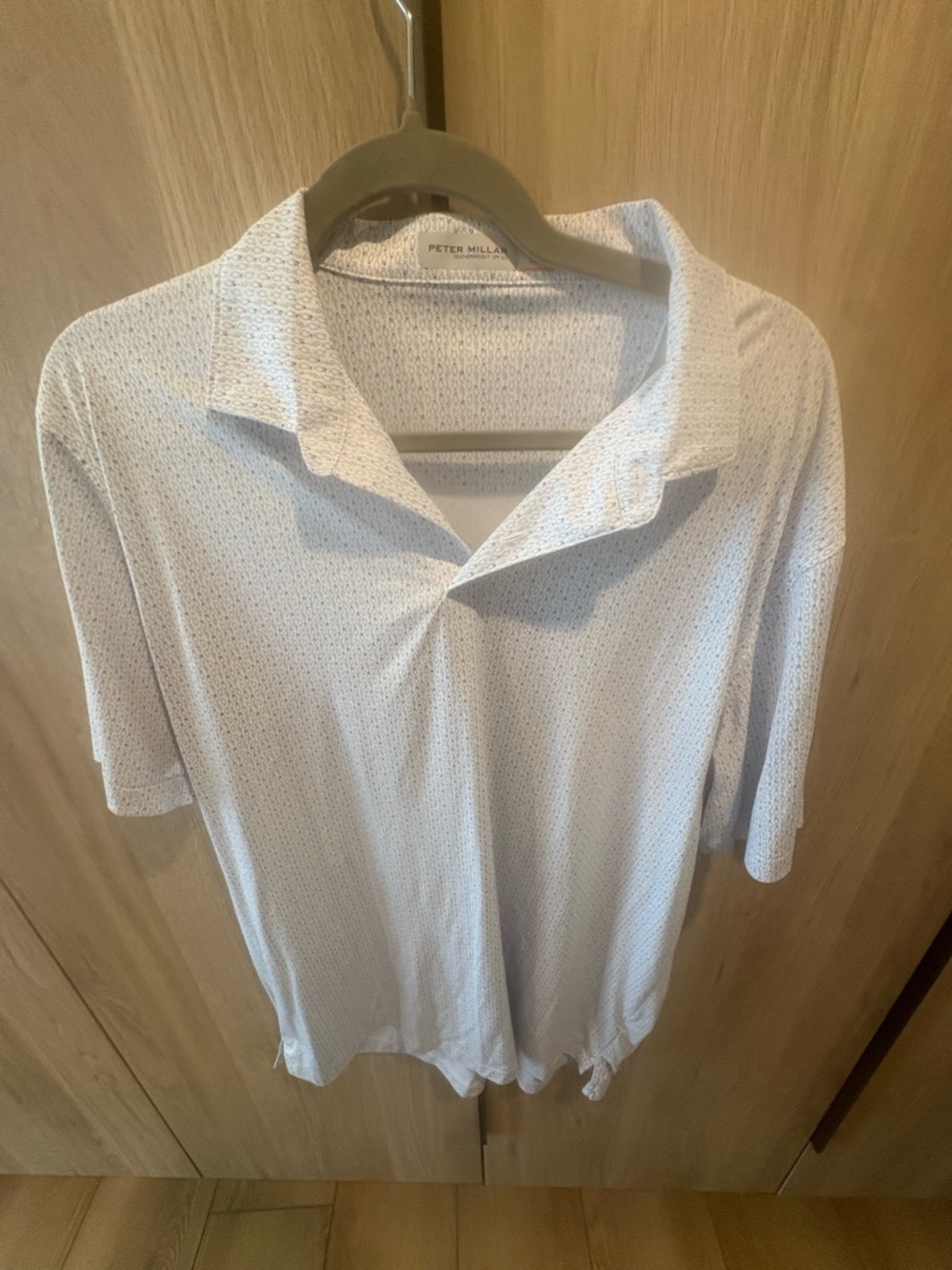 Peter Millar Pale Blue Micro Pattern Camp Collar Shirt